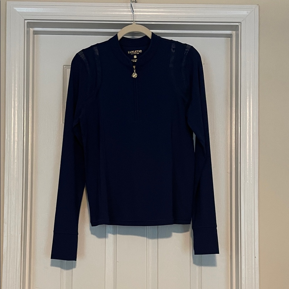 Lilly Pulitzer Luxletic 1/4 Zip Long Sleeve Tee w/ Sheer Shoulder Panels